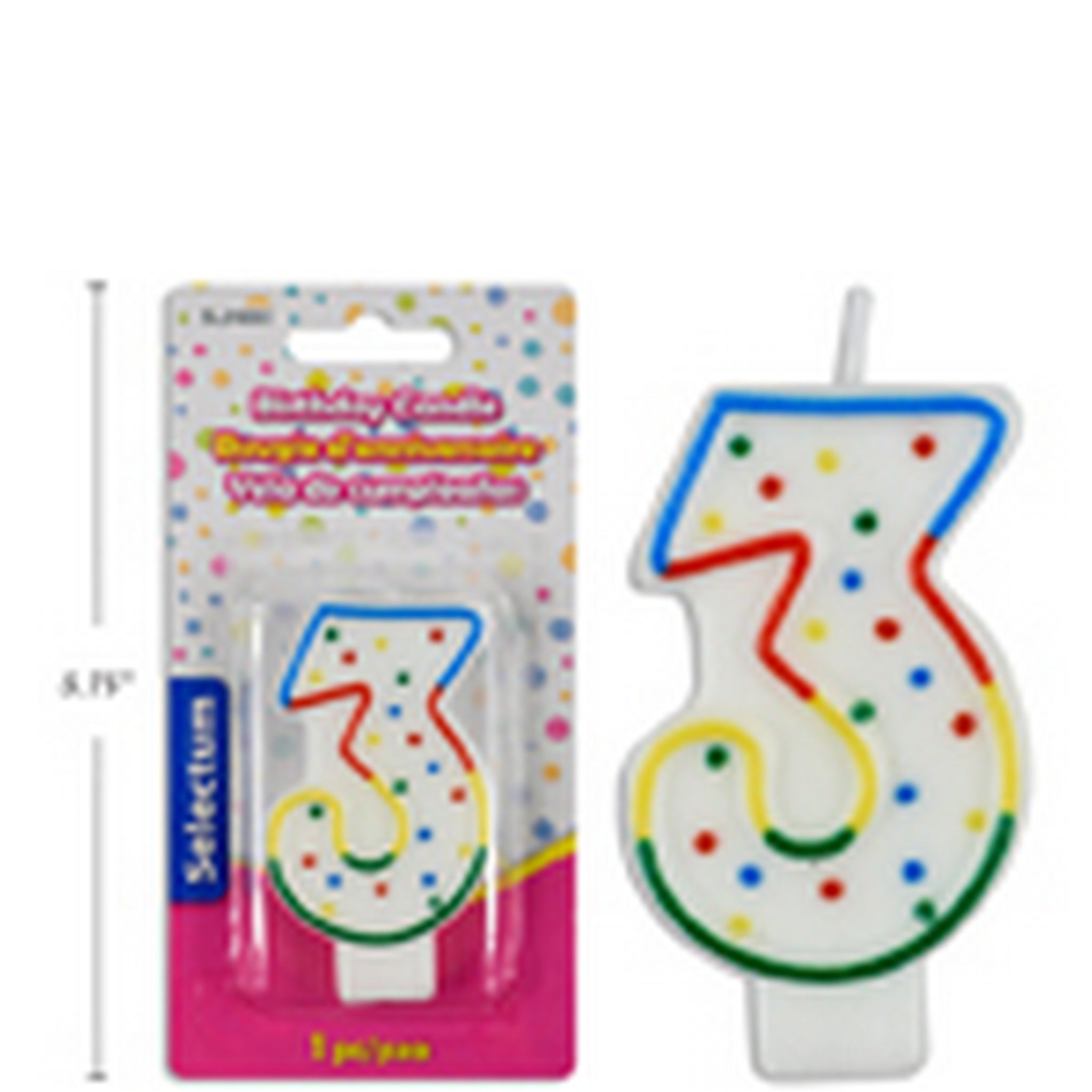 Bougie d’Anniversaire Chiffre 3 (SKU : PAR-07)