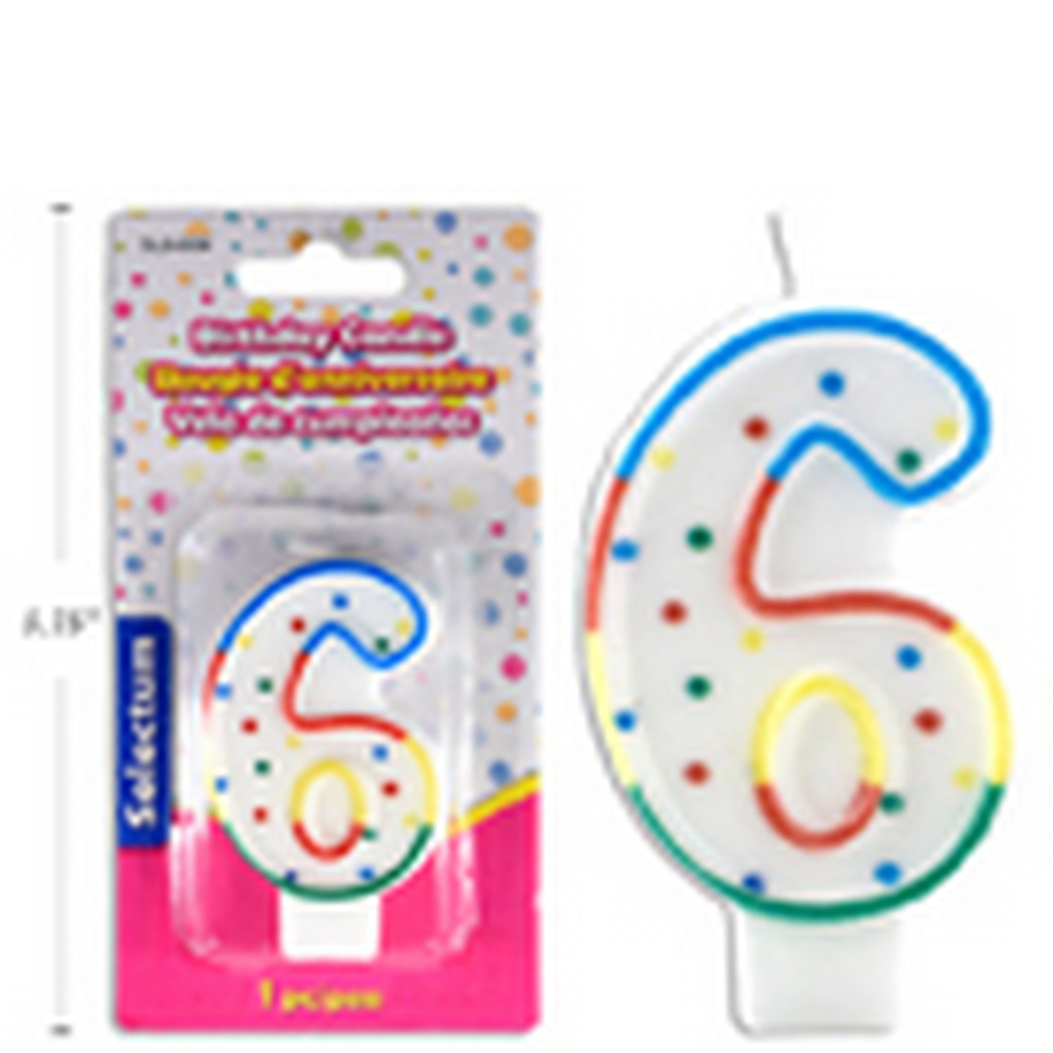Bougie d’Anniversaire Chiffre 6 (SKU : PAR-10)
