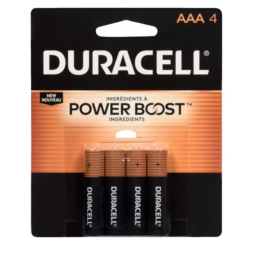 BAT-20: DURACELL BATTERIES AAA4 (FABRIQUÉ AU CANADA)