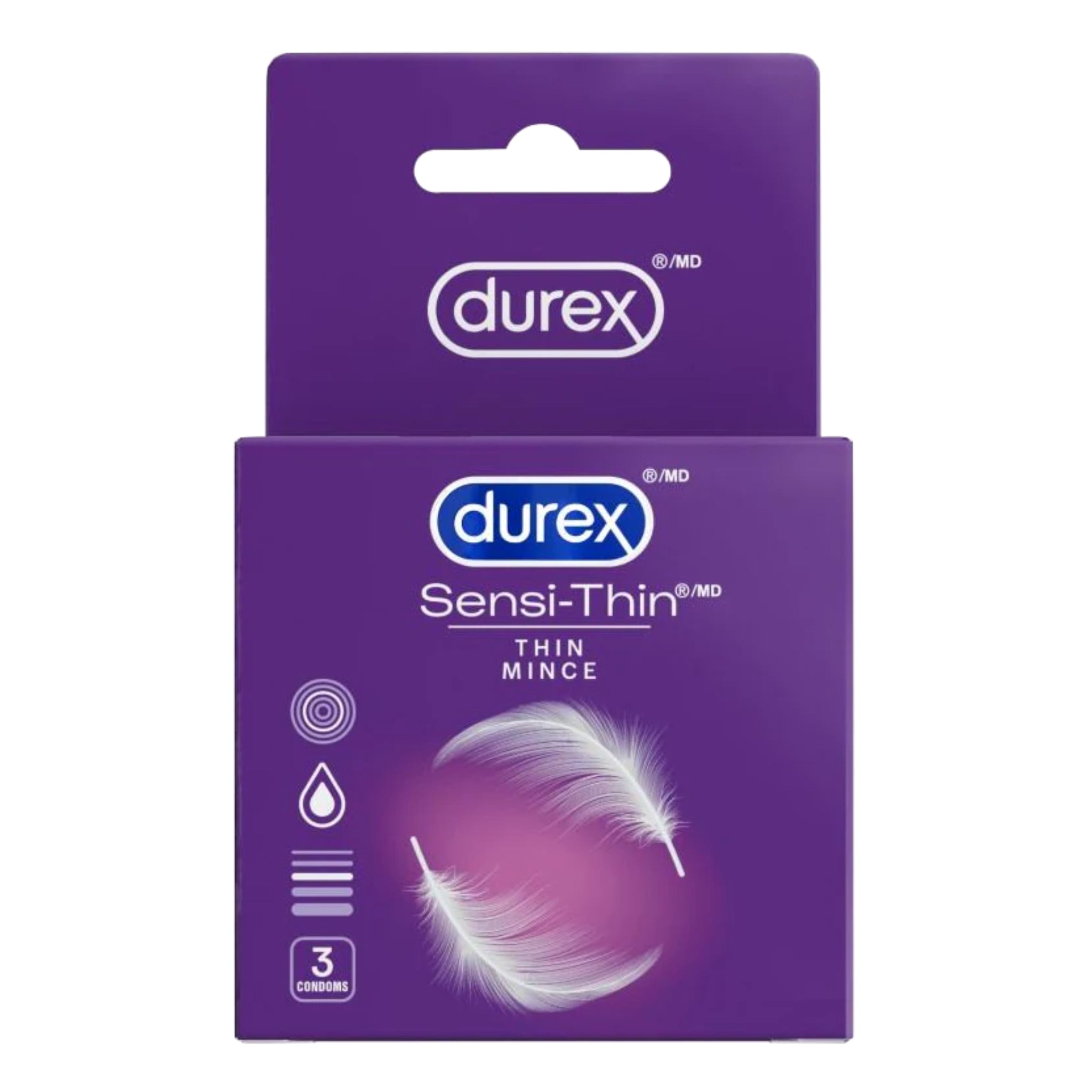 Durex Sensi-Thin Condoms 3 unités - 6/Caisse (SKU : PHA-09-5)