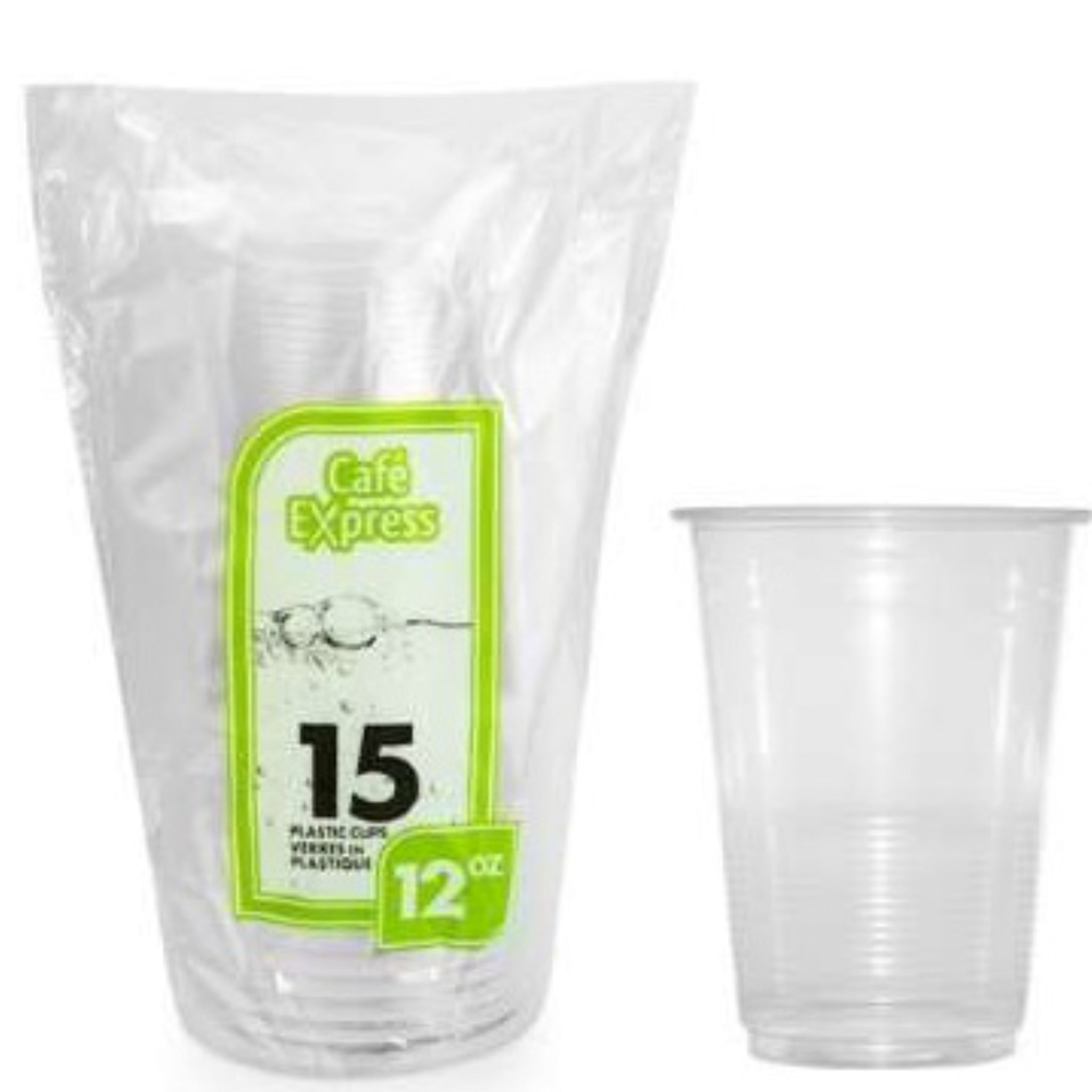 Gobelets en Plastique 12 oz - 1x15 - 24/Caisse (SKU : KIT-17)