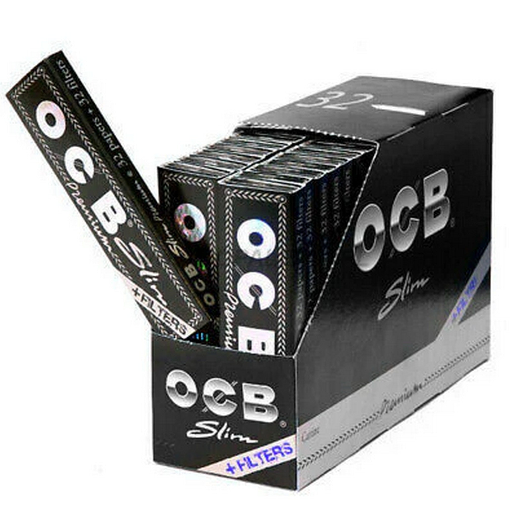 OCB-1: Premium Black Slim + Filters - 32 Pack Box