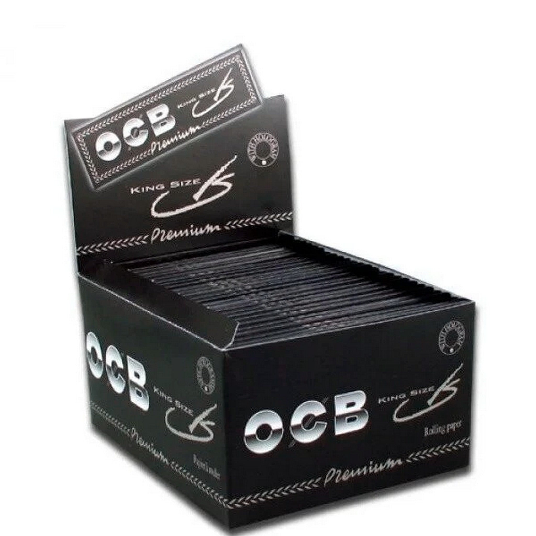 OCB-2: Premium Black King Size Rolling Papers - 50 Pack Box
