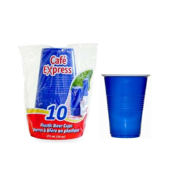 KIT-38: PLASTIC BEER CUPS BLUE 16 / GOBELETS À BIÈRE EN PLASTIQUE BLEUS 16-OZ (1X10)