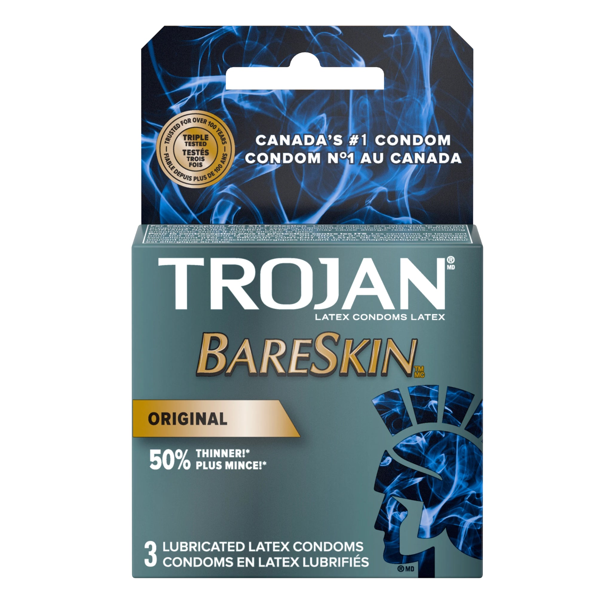 Préservatifs Lubrifiés Trojan Bareskin – 6/Caisse (SKU : PHA-101)