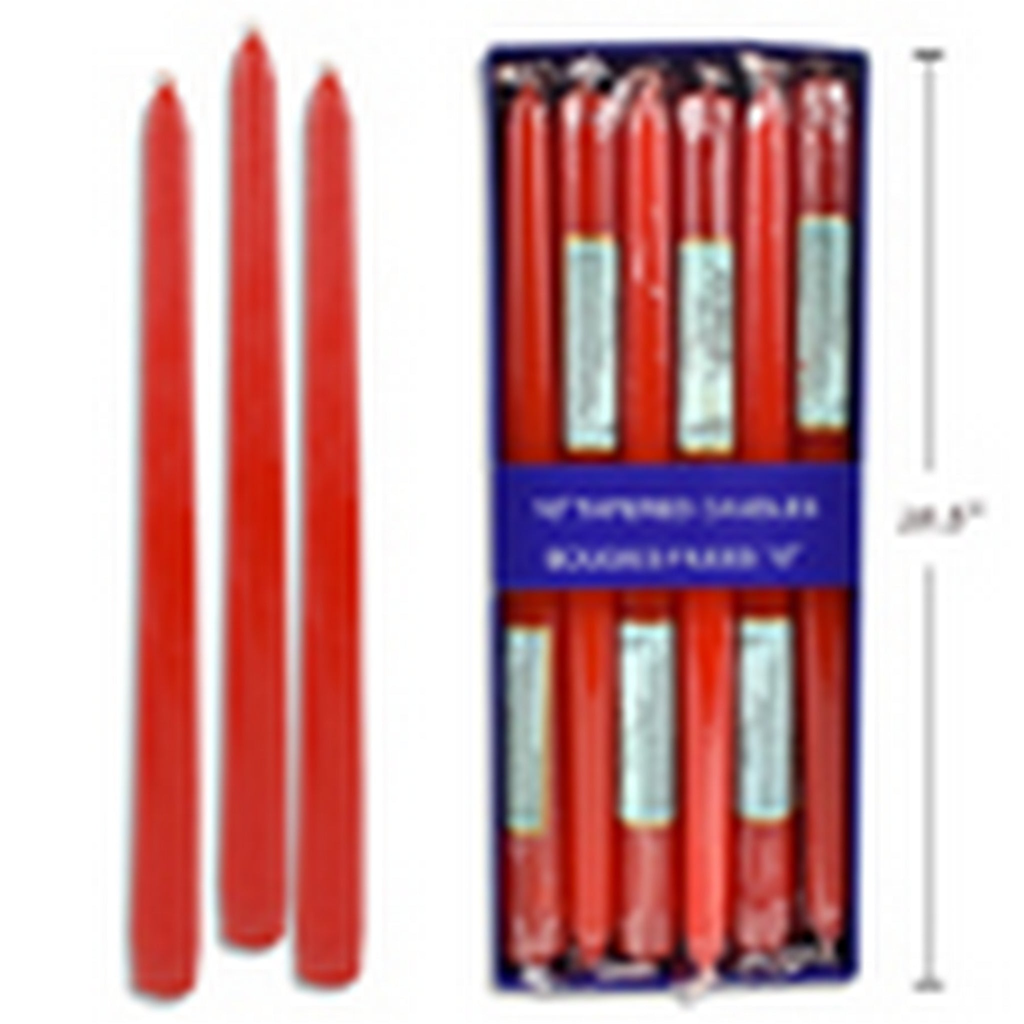 Bougies Rouges Coniques 10" - 12/Paquet (SKU : PAR-17)