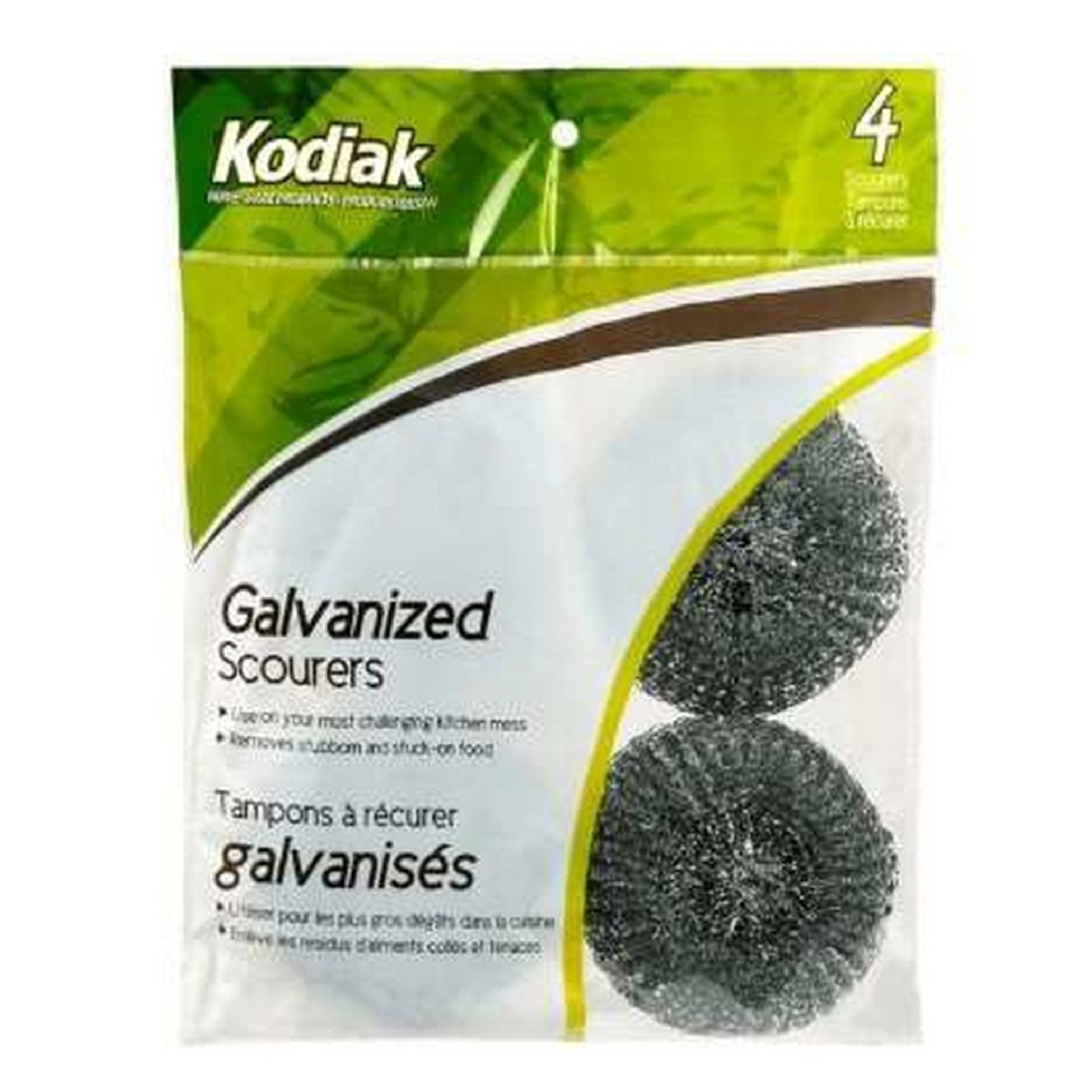 Tampons à récurer galvanisés 4 unités - 12/Caisse (SKU : CLN-17)