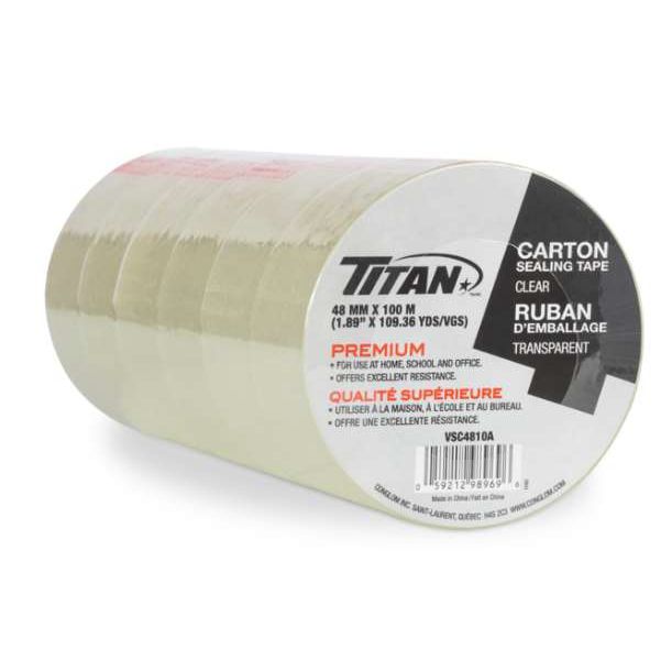 OFF-41: TITAN  CLEAR TAPE / RUBAN TRANSPARENT TITAN (48MM X 100M) PAQ 6